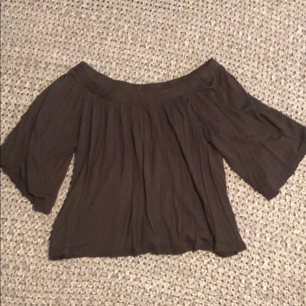 Olive green flowy crop top